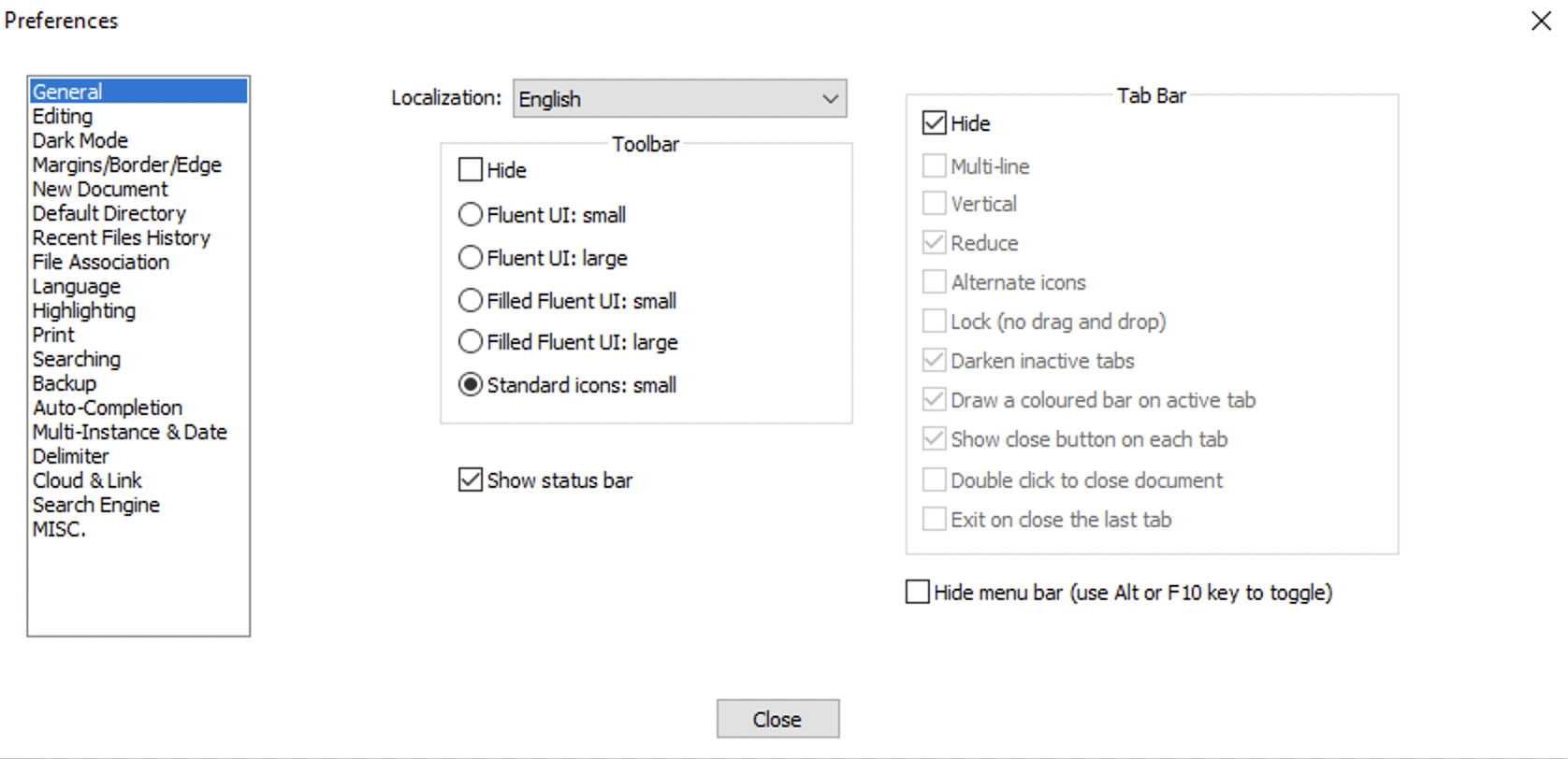 Unhide Notepad++ Tab bar